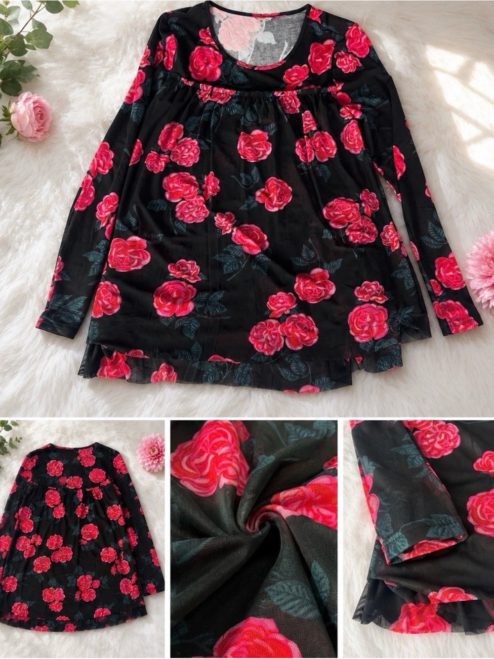 Matilda Jane Pink and Black Floral Top